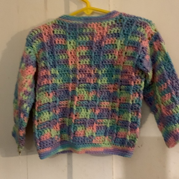 OOAK Hand Crochet sweater 12-18 mo - Picture 4 of 8
